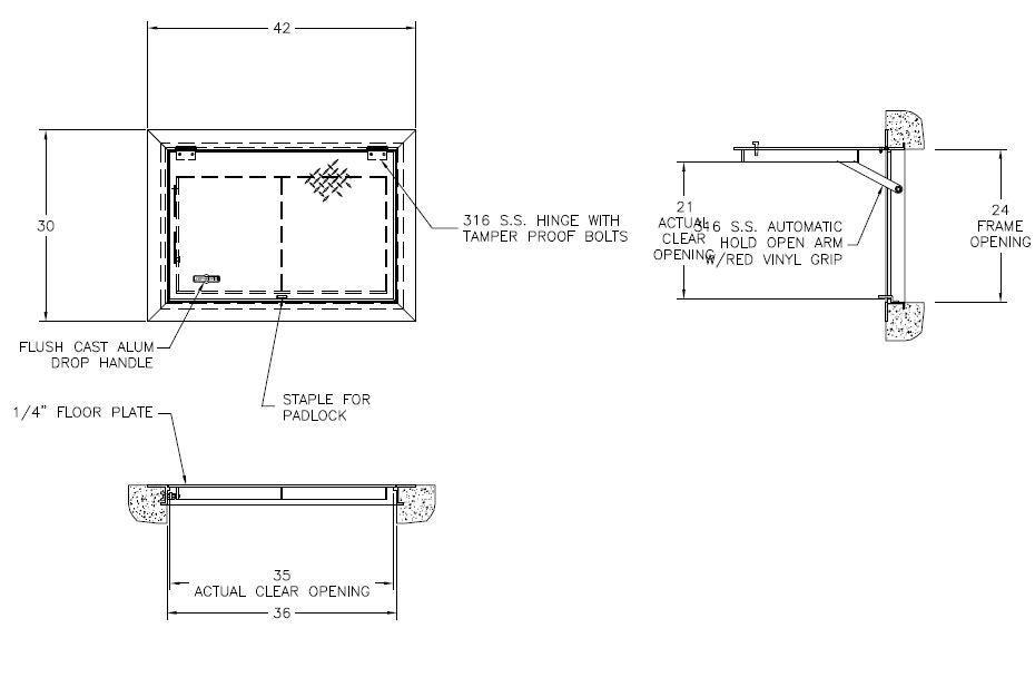 24" x 36" Aluminum Hatch 1 Door