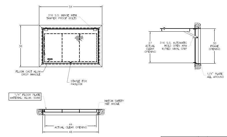 30" x 48" Aluminum Hatch 1 Door