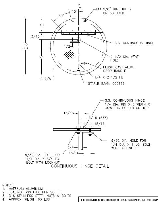 40" Round Cover Hinged for 36" Basin