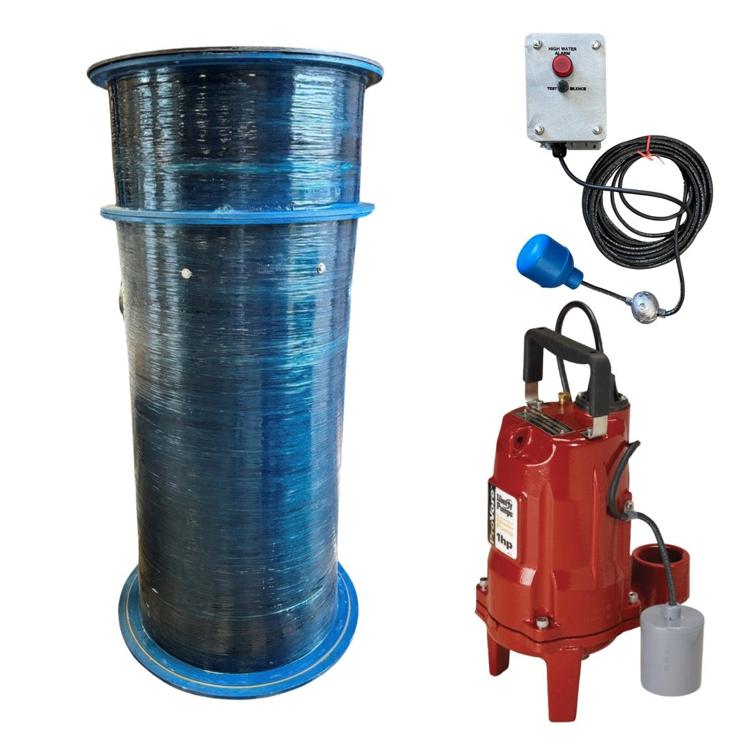 2' x 5' 1hp Simplex Grinder Pump Residential Sewage Lift Station