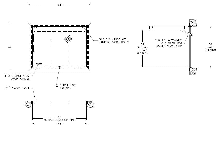 36" x 48" Aluminum Hatch 1 Door