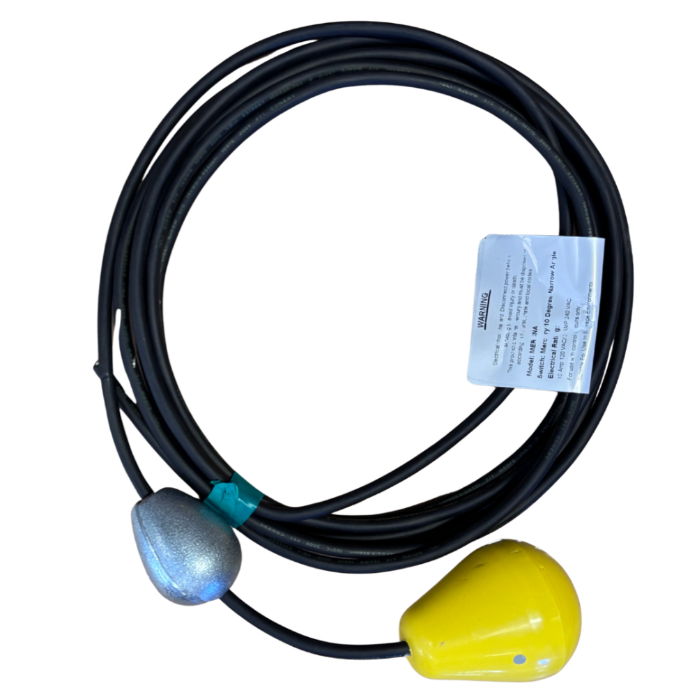 20ft Normally Open Mercury Control Duty Float Switch with External Weight