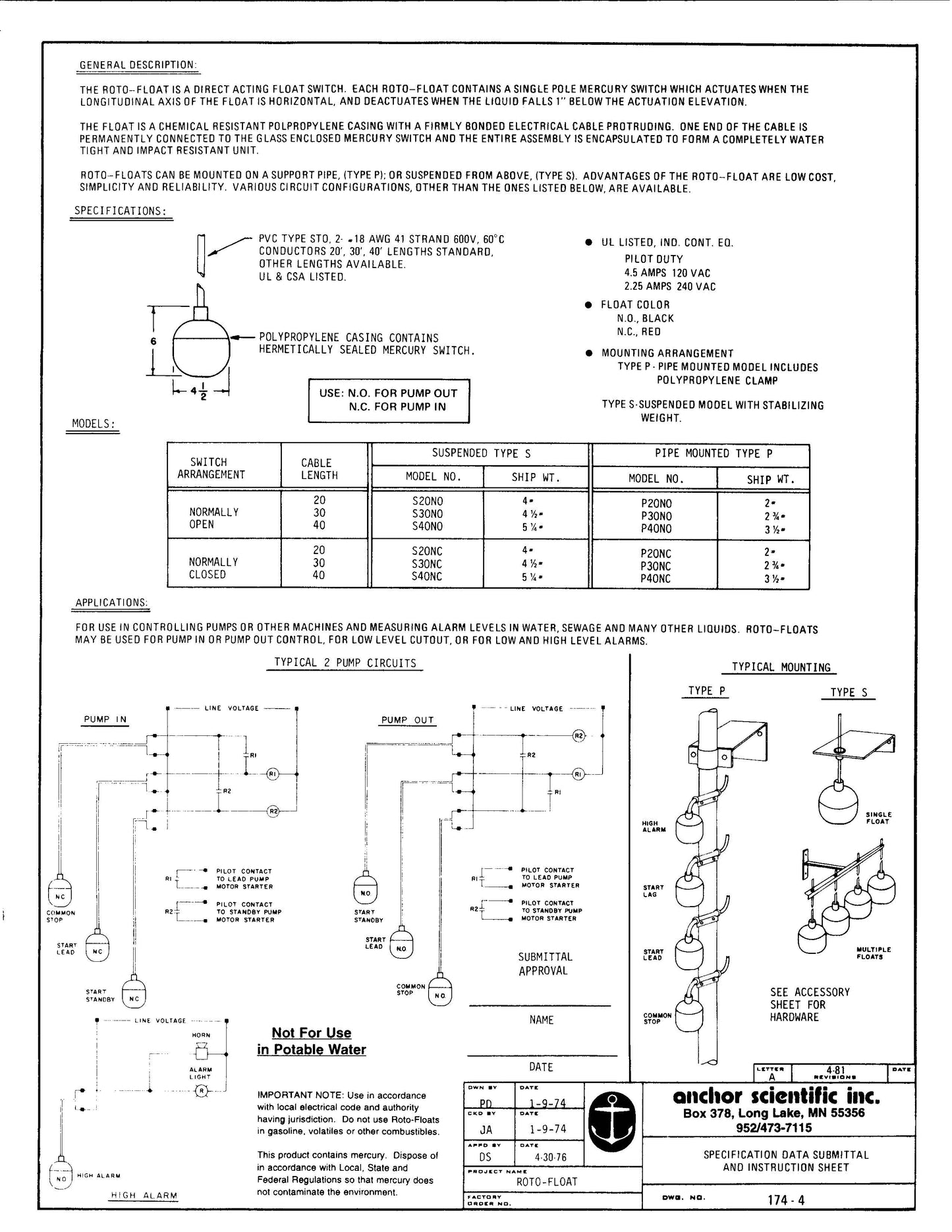 float switch spec